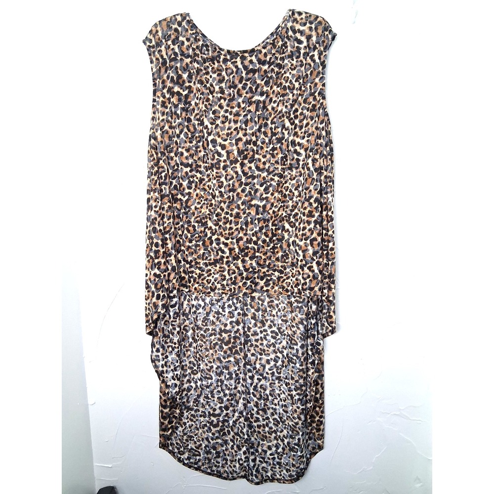 Vintage Hi Low Cheetah Print‎ Tank Top Womens 1X Mob Wife Animal Print Lagenlook